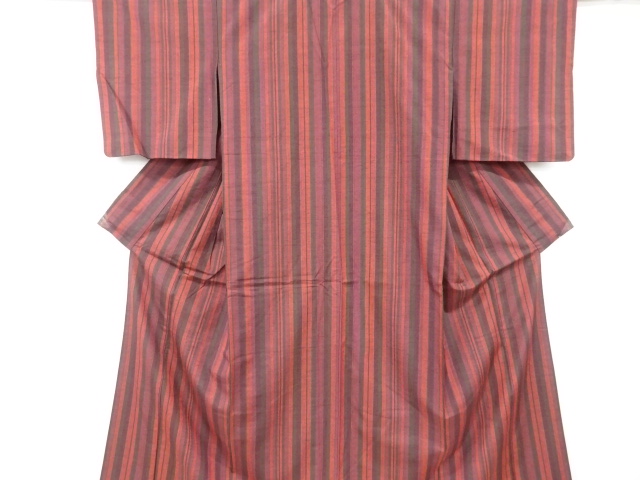 JAPANESE KIMONO / SILK / HAND WOVEN TSUMUGI / STRIPE